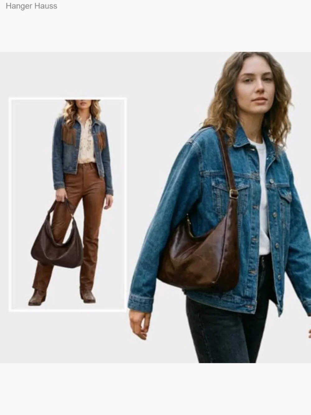 Slouchy Vegan Leather Shoulder Bag, Trendy Crossbody Hobo Tote